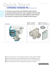 Siemens SITRANS FUS060 PA Quick Start Manual