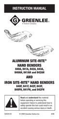 Textron Greenlee ALUMINUM SITE-RITE 841A Instruction Manual