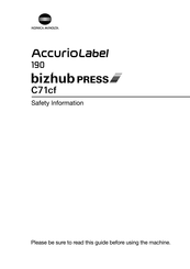 Konica Minolta Accurio Label 190 Safety Information Manual
