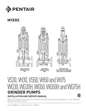 Pentair Myers VH30 Installation And Service Manual