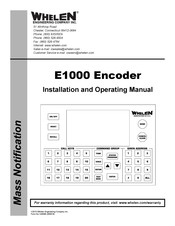 Whelen Engineering Company E1000 Installation And Operating Manual