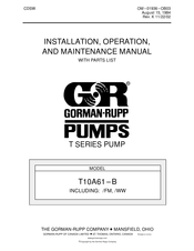 GORMAN-RUPP PUMPS T10A61-B Installation, Operation And Maintenance Manual