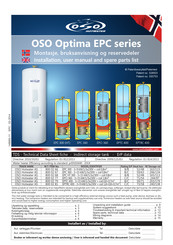 OSO Optima EPC series Installation, User Manual And Spare Parts List