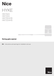 Nice HYKE Series Instructions And Warnings For Installation And Use