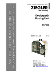 Ziegler PKT 960 Operating Instructions And Spare Parts List