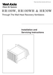 Vent-Axia HR100WH Installation And Servicing Instructions