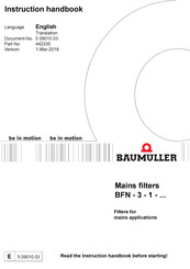 Baumuller BFN 3-1-0600-101 Instruction Handbook Manual