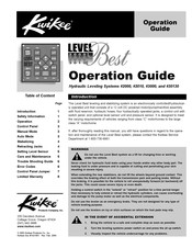 Kwikee level best 2000 Operation Manual