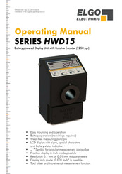 ELGO Electronic HWD15-001-001 Operating Manual