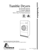 Alliance Laundry Systems DR80G2-BU075L Installation Manual