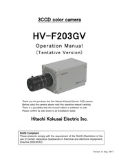 Hitachi Kokusai Electric HV-F203GV Operation Manual