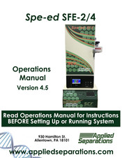 Applied Separations Spe-ed SFE-4 Operation Manual