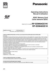 Panasonic RP-SDW64GE1K Operating Instructions Manual