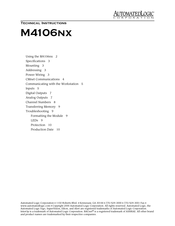Automated Logic M4106nx Technical Instructions