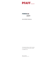 Pfaff Industrial POWERLINE 2231 Adjustment Manual