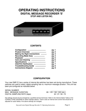 Stop & Listen DMR S Series Operating Instructions Manual