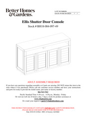 Better Homes and Gardens Ellis Shutter Manual