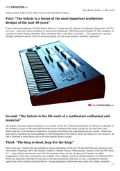 John Bowen Solaris Limited Edition User Manual