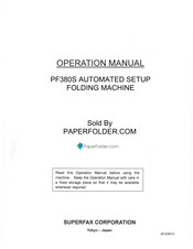 Dynafold Paper Folder PF-330 Operation Manual
