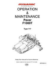 Dynapac F1000T Operation & Maintenance Manual