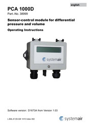 SystemAir PCA 1000D Operating Instructions Manual