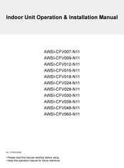 Airwell AWSI-CFV028-N11 Operation & Installation Manual