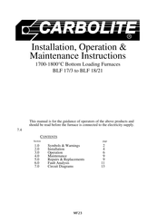 Carbolite BLF 18/21 Installation, Operation & Maintenance Instructions Manual