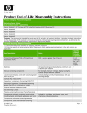 HP Compaq dc7700 Ultra Slim Desktop (USDT) Business Product End-Of-Life Disassembly Instructions