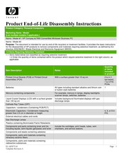 HP Compaq dc7900 Convertible Minitower Business Product End-Of-Life Disassembly Instructions