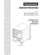 Toastmaster E9451-HP34 Installation And Operation Instructions Manual