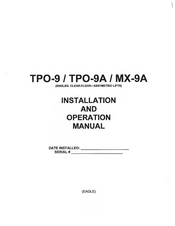 Eagle TPO-9A Installation And Operation Manual