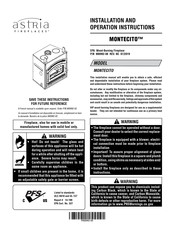 Astria Fireplaces MONTECITO Installation And Operation Instructions Manual