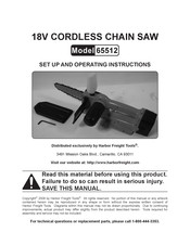 Harbor Freight Tools 65512 Set Up And Operating Instructions Manual