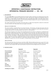 Switzer 106 Operation & Maintenance Instructions Manual