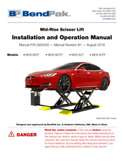 BendPak MDS-6EXTF Installation And Operation Manual
