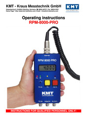 KMT RPM-8000-PRO Operating Instructions Manual