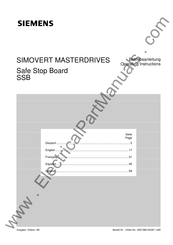 Siemens SIMOVERT Masterdrives SSB Operating Instructions Manual