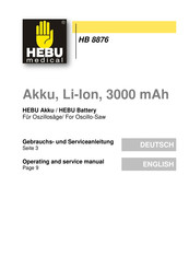 HEBU medical HB 8876 Operating And Service Manual