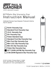 Gardco EZ ZAHN Dip Viscosity Cup Series Instruction Manual