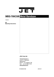 JPW JET MBS-708CSB Operating Instructions Manual