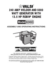 Valsi ROBIN 92493 Assembly And Operating Instructions Manual