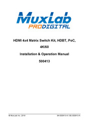 MuxLab 500413 Installation & Operation Manual