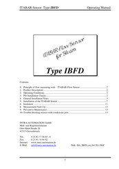 Intra Automation ITABAR-Flow-Sensor IBFD Operating Manual