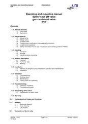 UNI Geräte EVF Series Operating And Mounting Manual