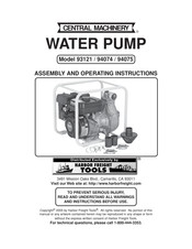 Central Machinery 94074 Assembly And Operating Instructions Manual