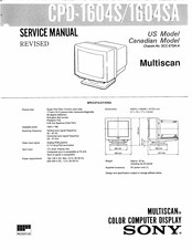 Sony Multiscan CPD-1604SA Service Manual