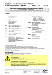 Mayr ROBA-ES 940 Series Installation And Operational Instructions