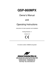 ATV QSP-860MPX Owner's Manual And Operating Instructions