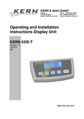 KERN KDE-TH Operating And Installation Instructions