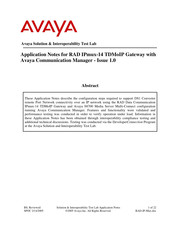 Avaya RAD IPmux-14 TDMoIP Application Notes
